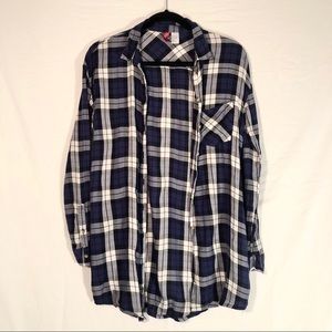 Divided Blue & White Plaid Button Down Shirt 4